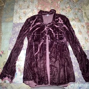 Splendid Velvet Button-Down Shirt in Deep Purple